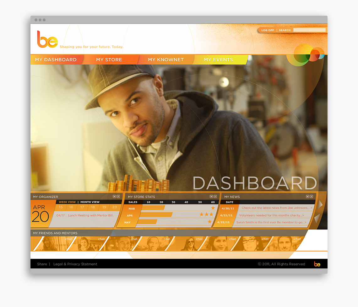 Website dashboard design for Be Experience Brand Kit