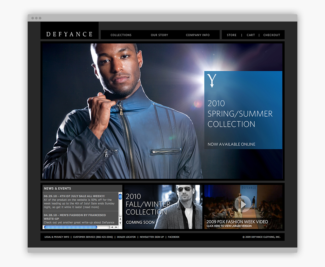 E-Commerce Website design created by Incubate Design for Defyance Clothing