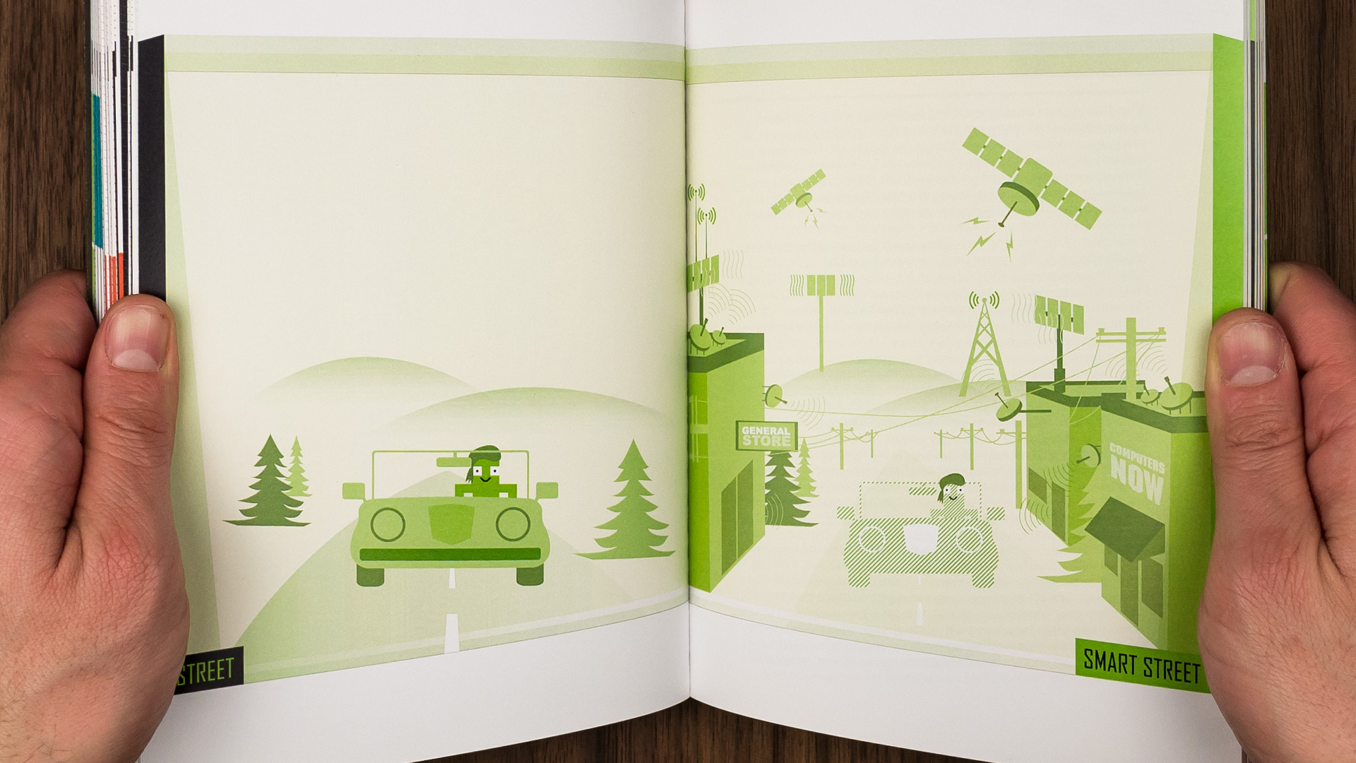 Illustration spread from Intel's Radical Flux book design created by Incubate Design