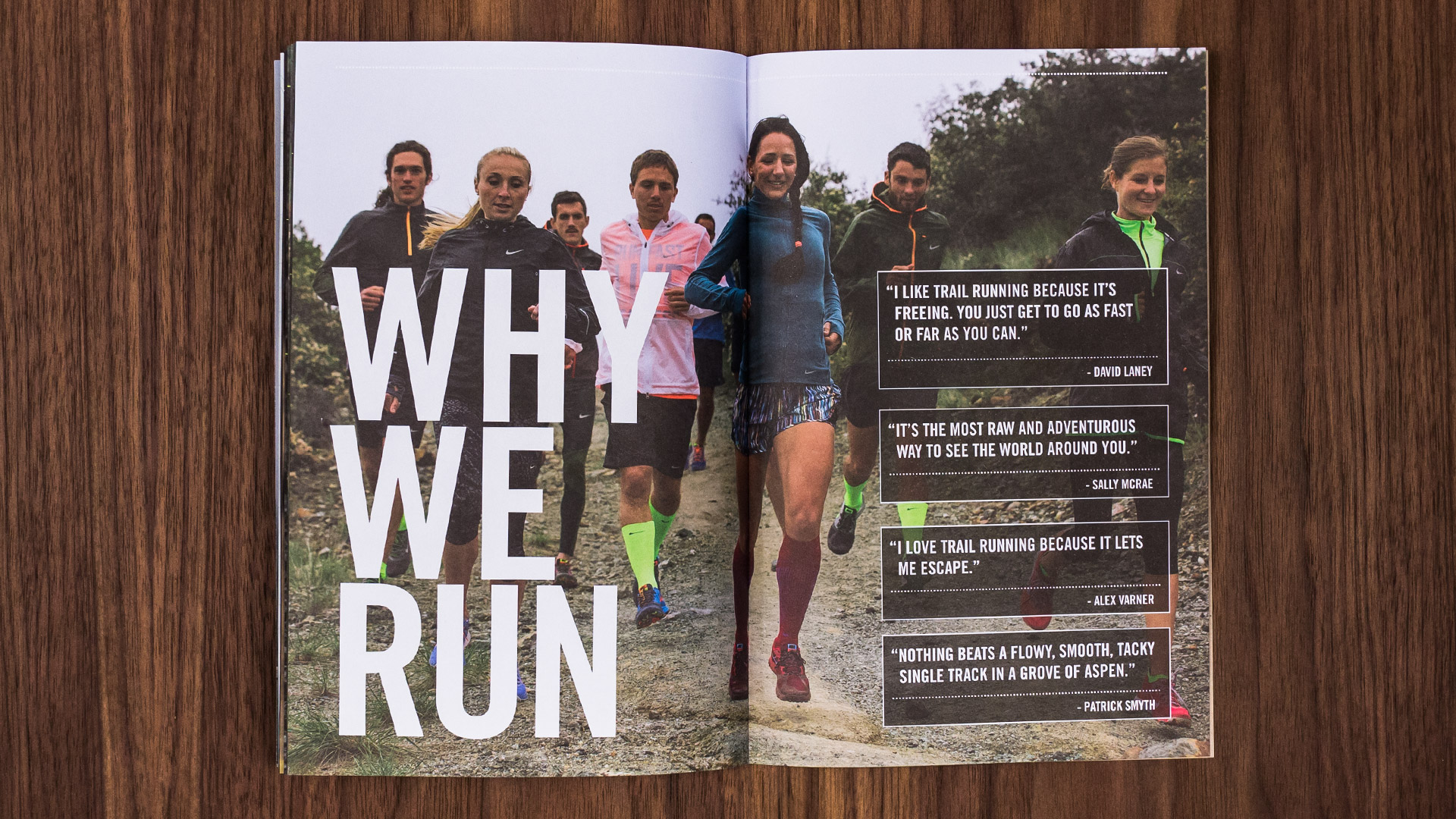 Nike Trail Running catalog spread design created by Incubate Design