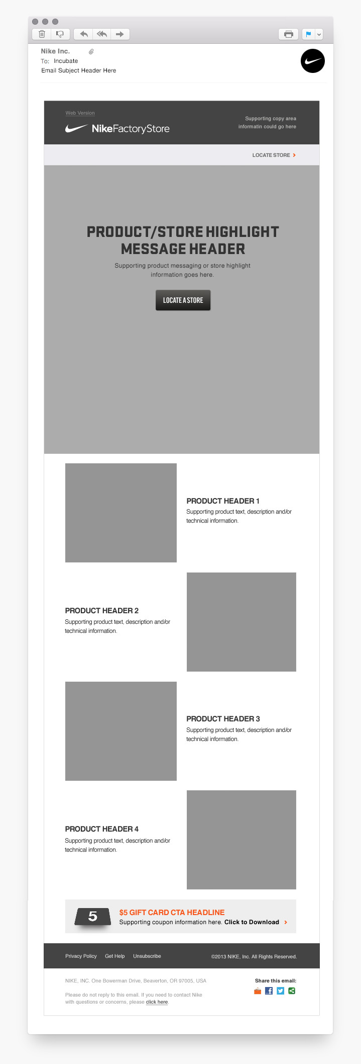 Nike Factory Store Email Standards template