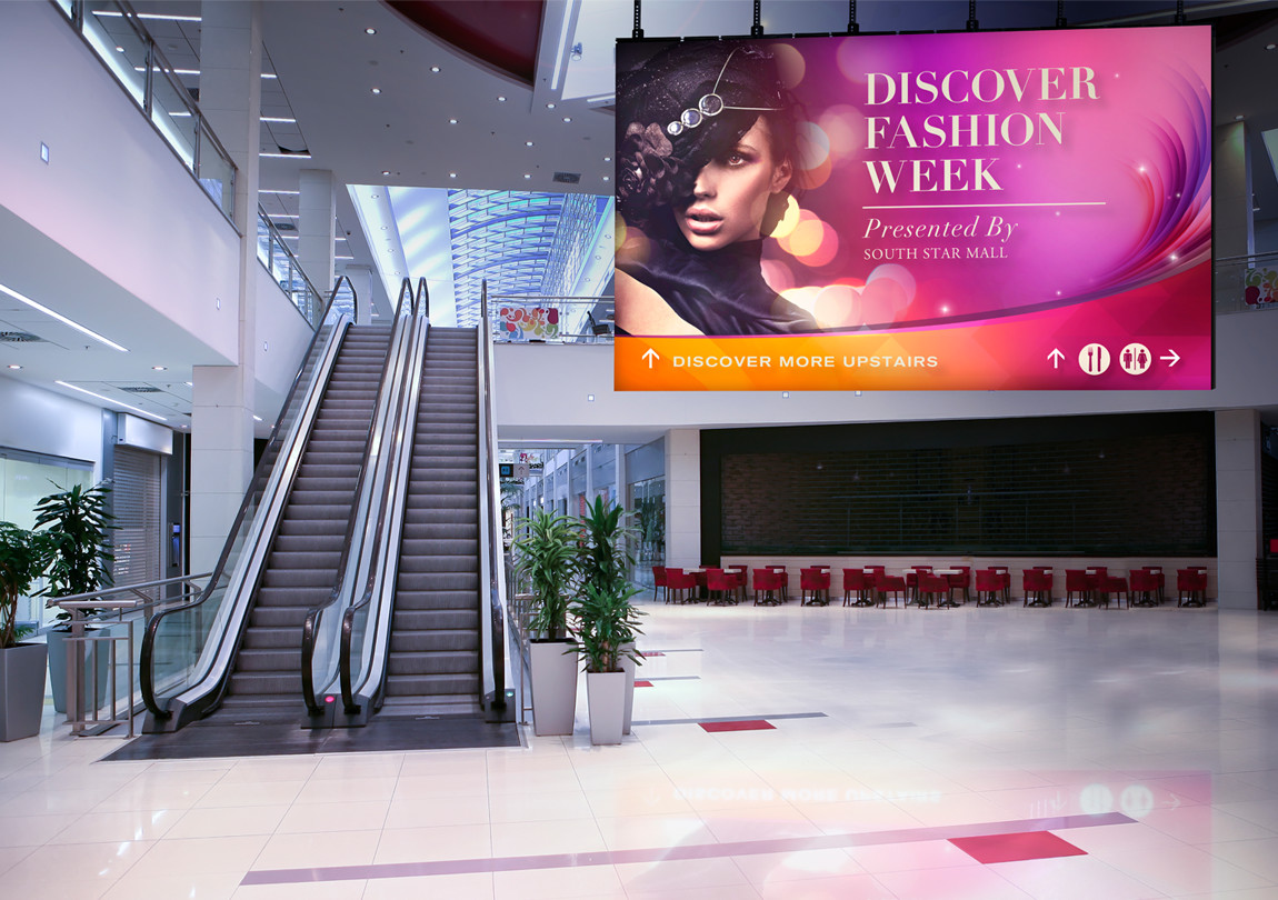 Digital display screen content created for Planar mocked up in mall