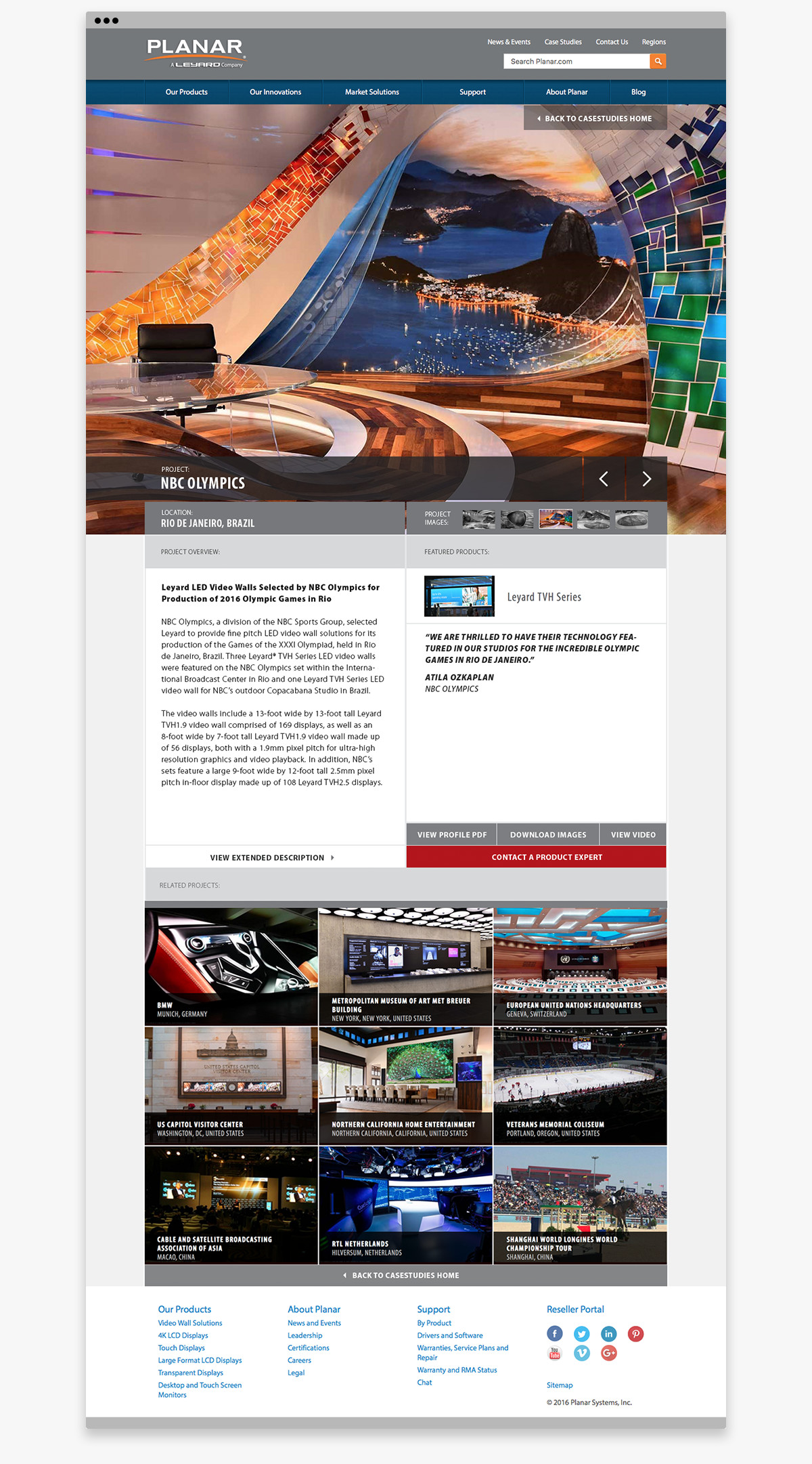 Project Page screenshot from Planar's Case Studies Website