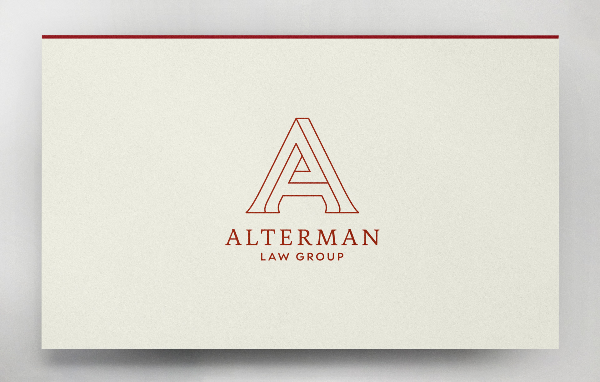 Alterman Law Logo Card created by Incubate Design