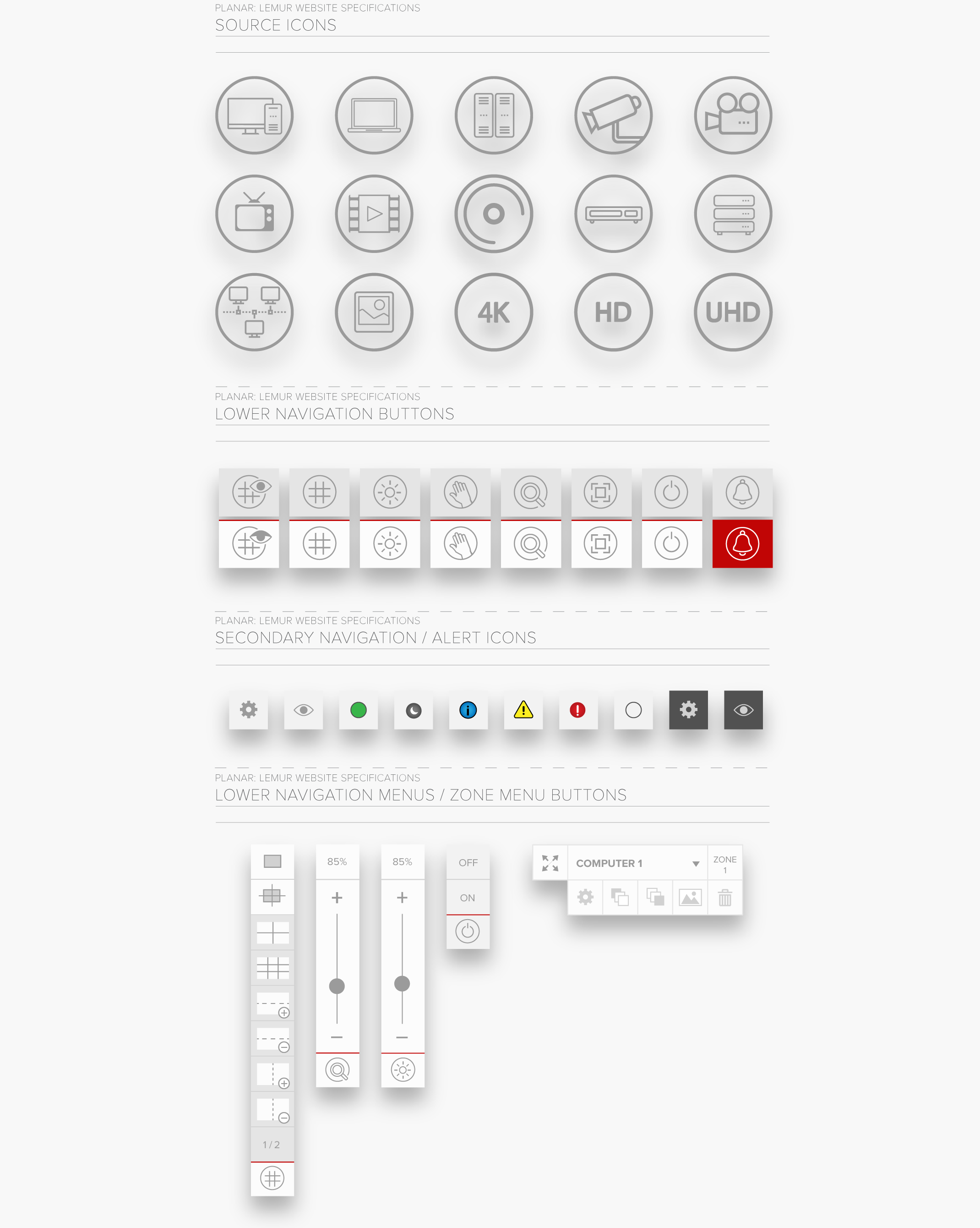 Iconography for Planar's Wall Director Software