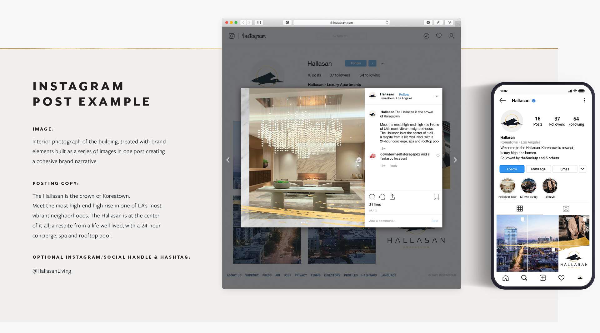 Social media post example created for Hallasan Luxury Apartments brand by Incubate Design