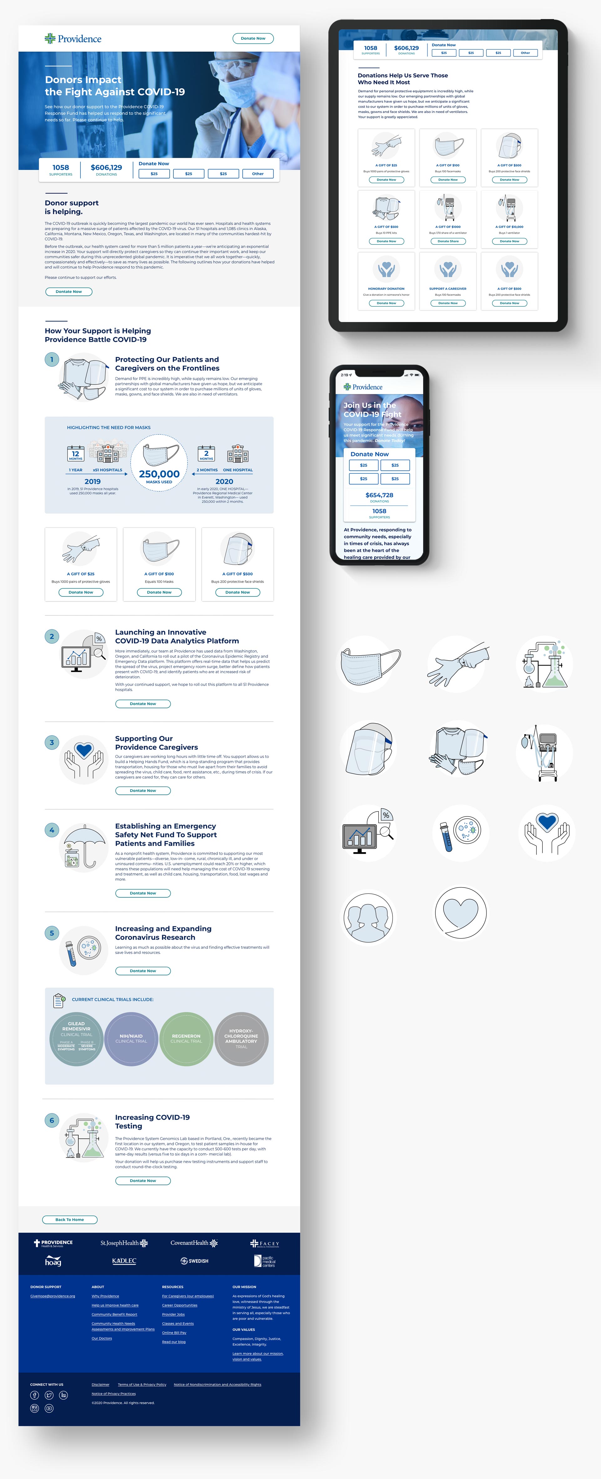 Providence Health COVID-19 Website components