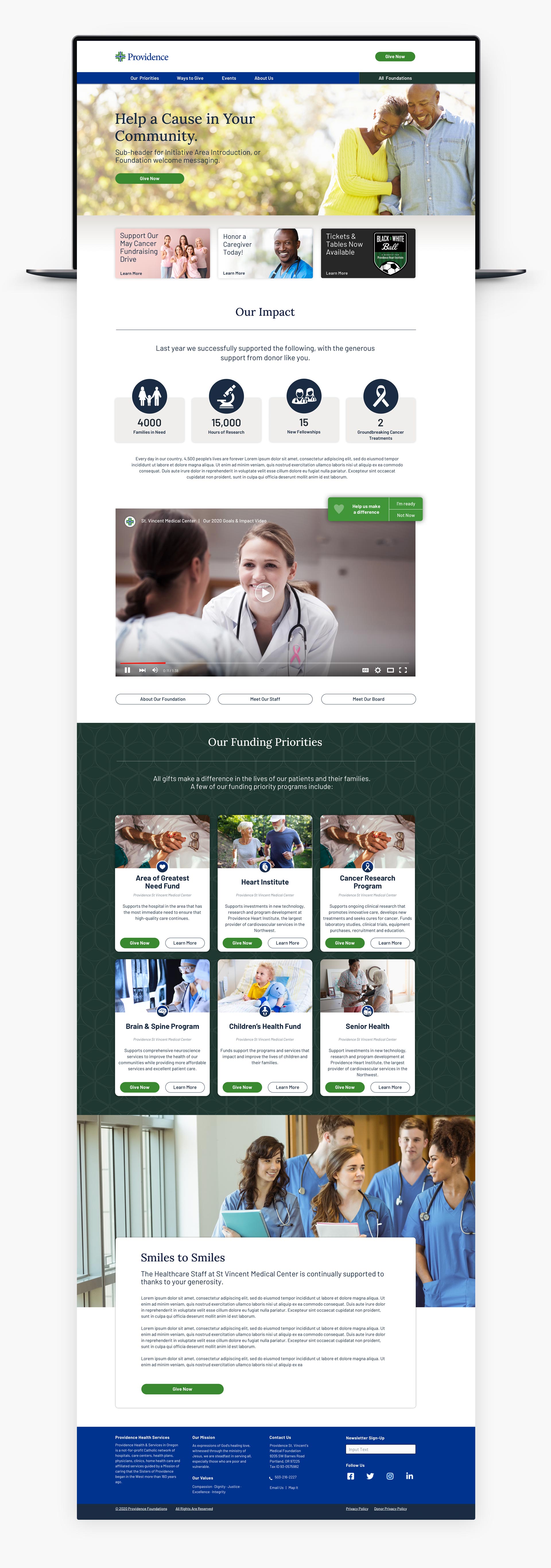 Providence Health Website homepage design
