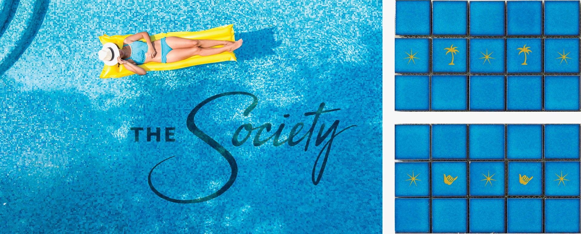 The Society apartments branding pool mockup created by Incubate Design for Holland Residential