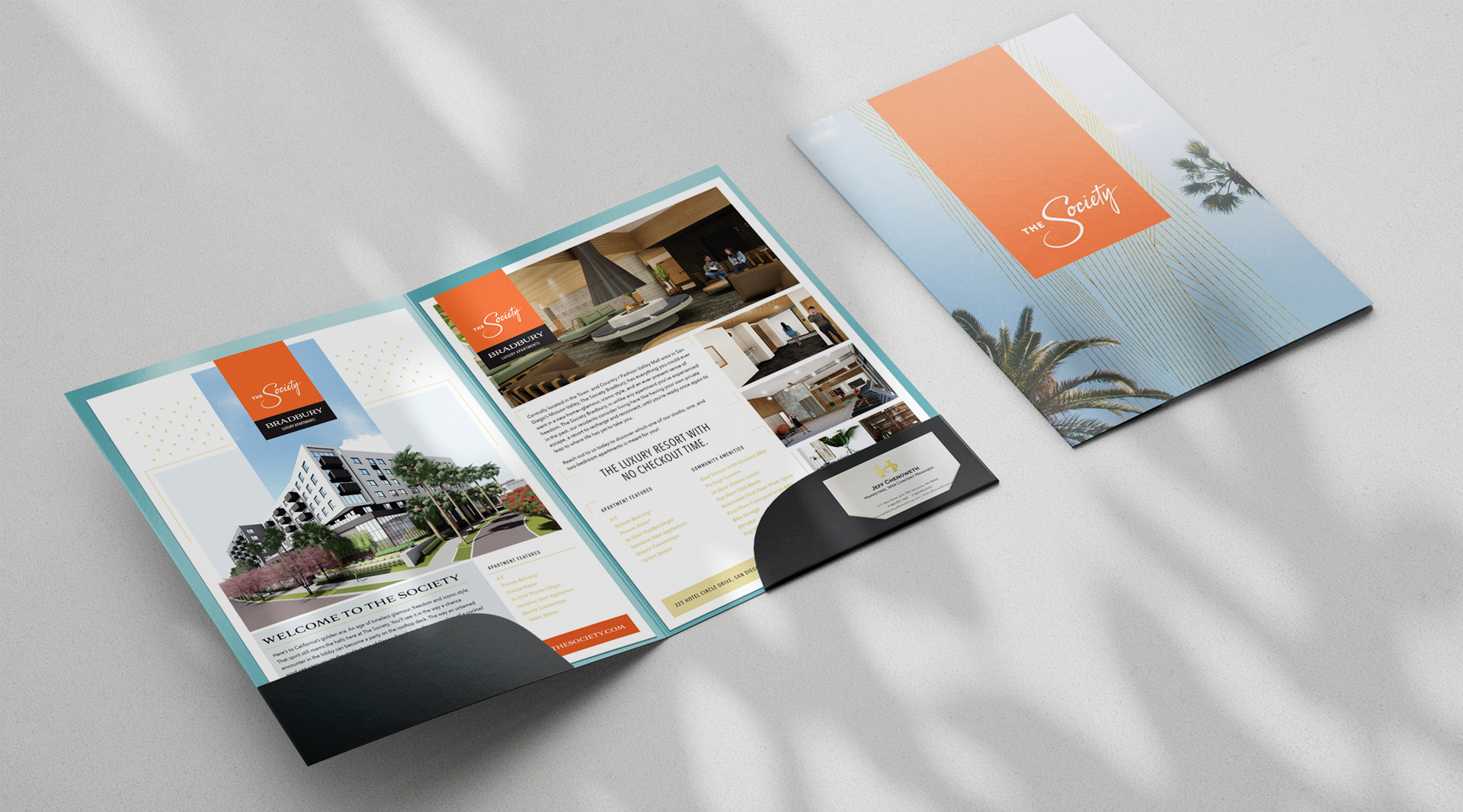 The Society apartments branding brochure created by Incubate Design for Holland Residential