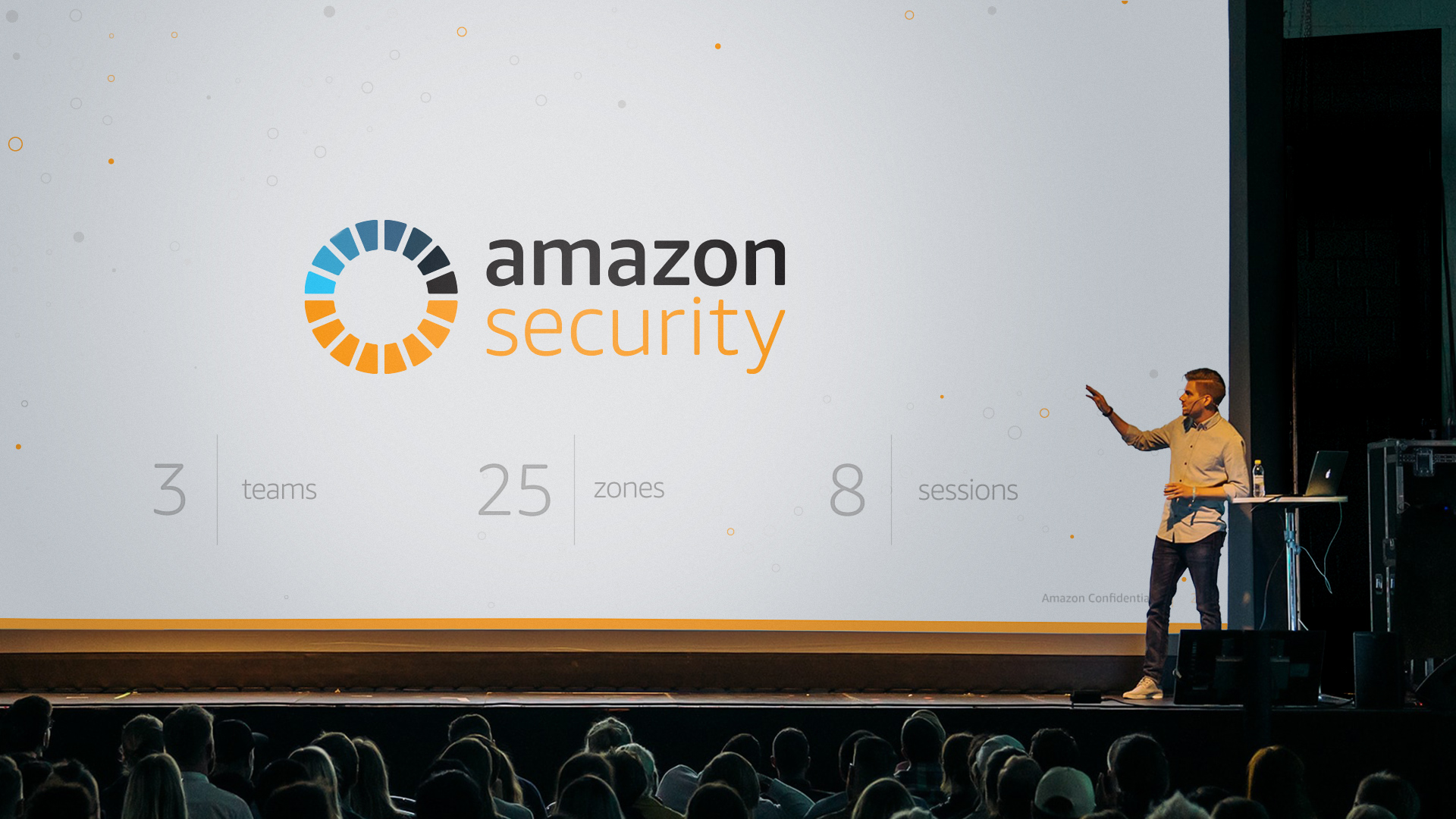 Amazon Security Branding showing an image of the logo and a speaker created by Incubate Design