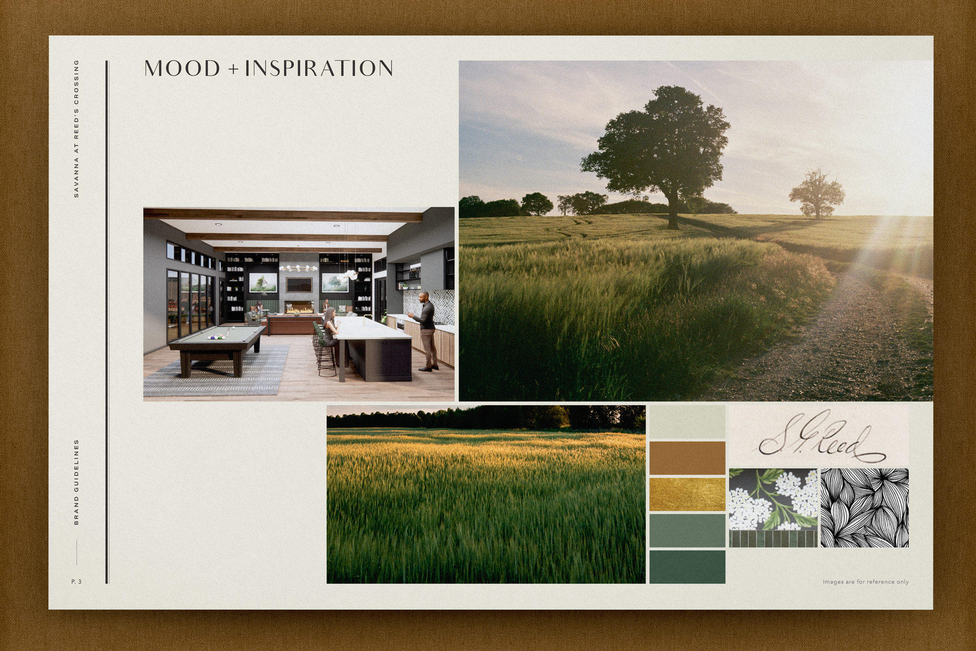 Savanna at Reed's Crossing brand book imagery created by Incubate Design