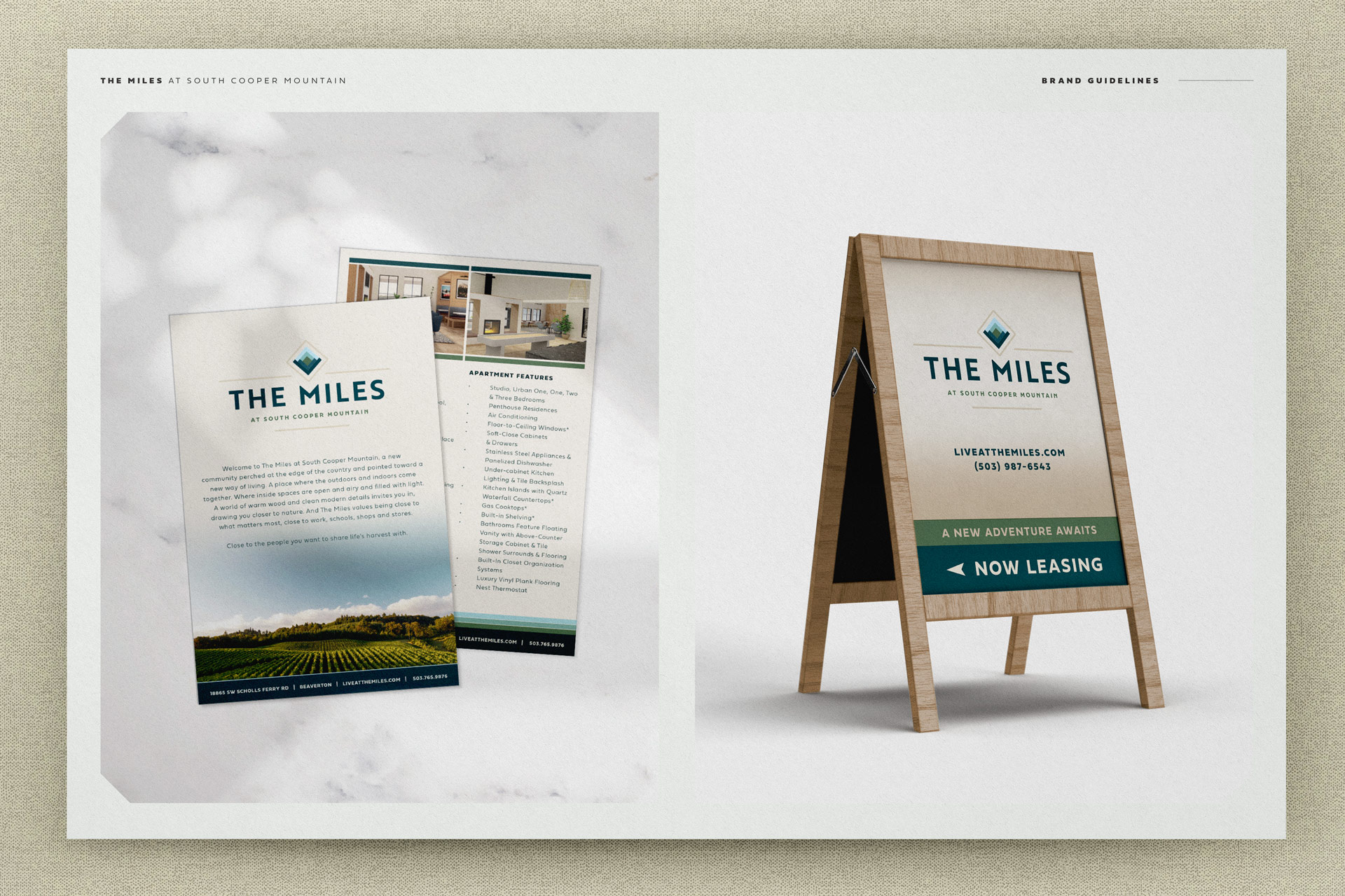 The Miles at South Cooper Mountain brand mockups created by Incubate Design