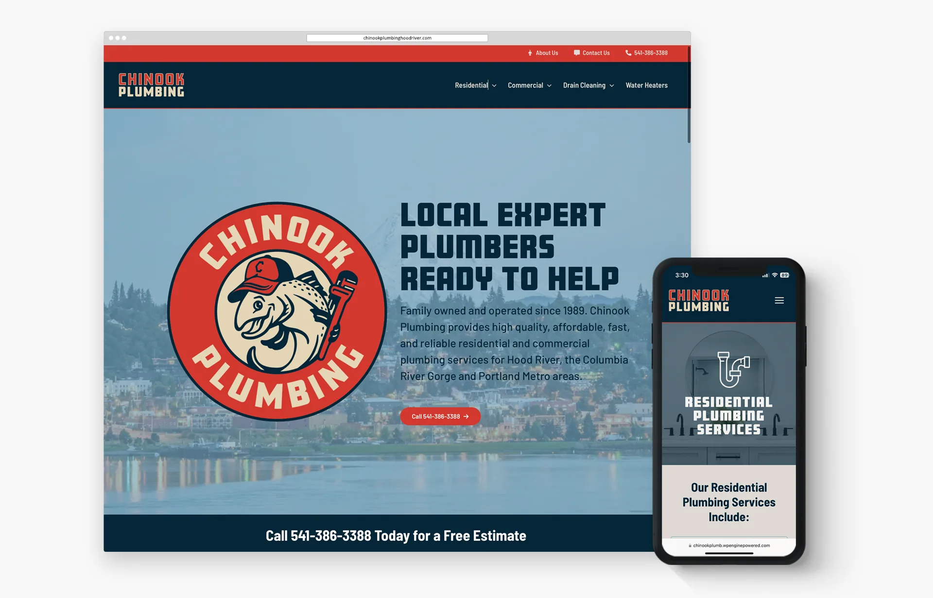 Chinook Plumbing Web design and branding for new website