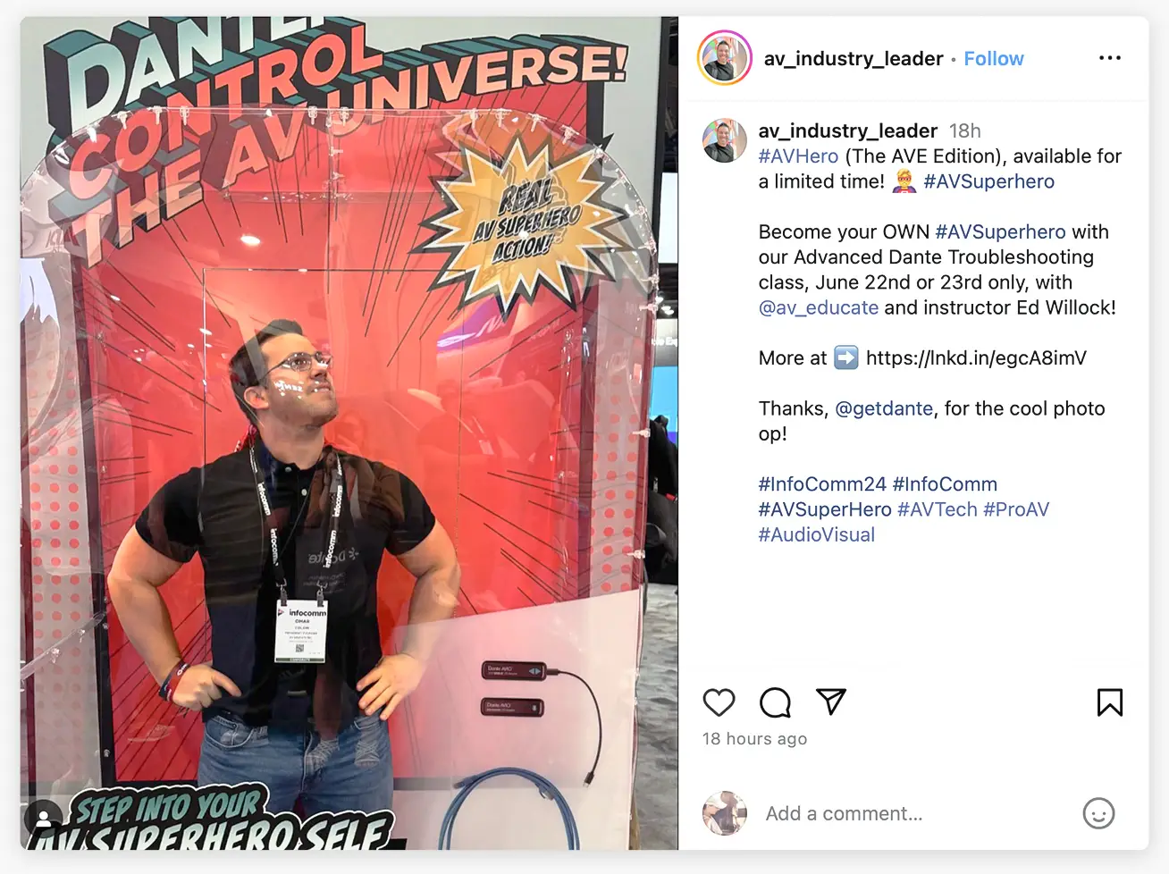 Dante campaign Infocomm24 instagram post