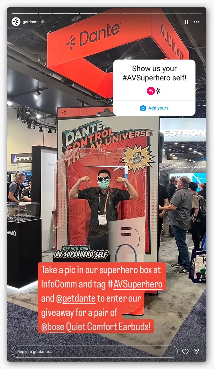 Dante campaign Infocomm24 man in hero packaging Instagram reel post